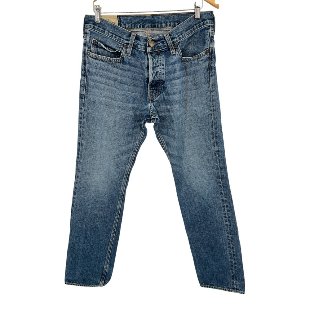 HOLLISTER HUNINGTON Low Rise Slim Straight Jeans Buttonfly 32x32‎ Casual Stretch